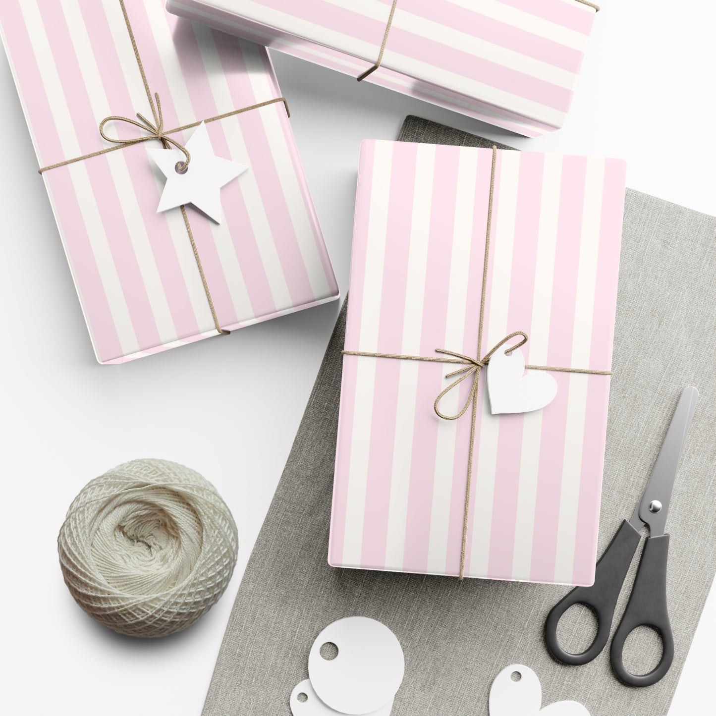 kierst Signature Pink and Cream Striped Wrapping Paper