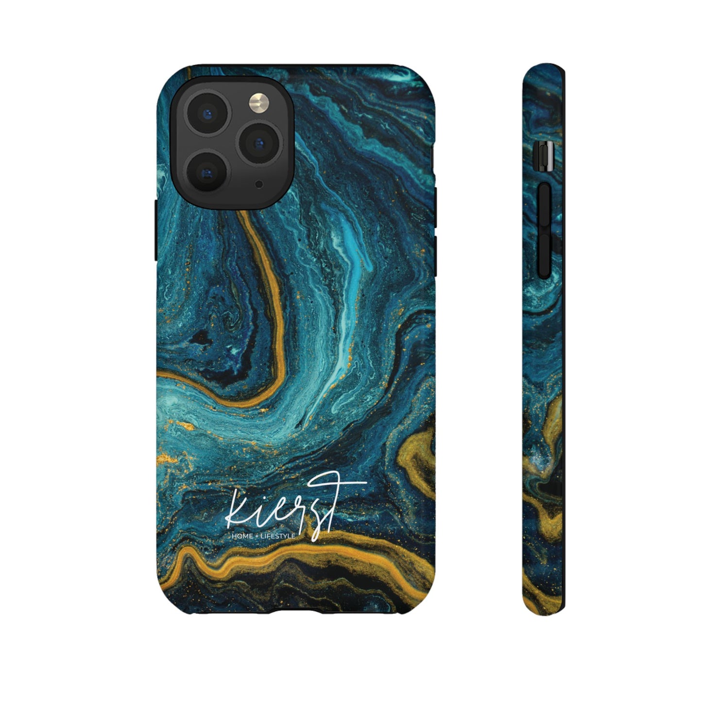 Gold & Teal Marble iPhone Case | Swirled Boldness, Everyday Luxury