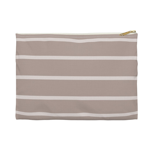 Taupe and Cream Stripe Accessory Pouch – Subtle Contrast, Everyday Charm