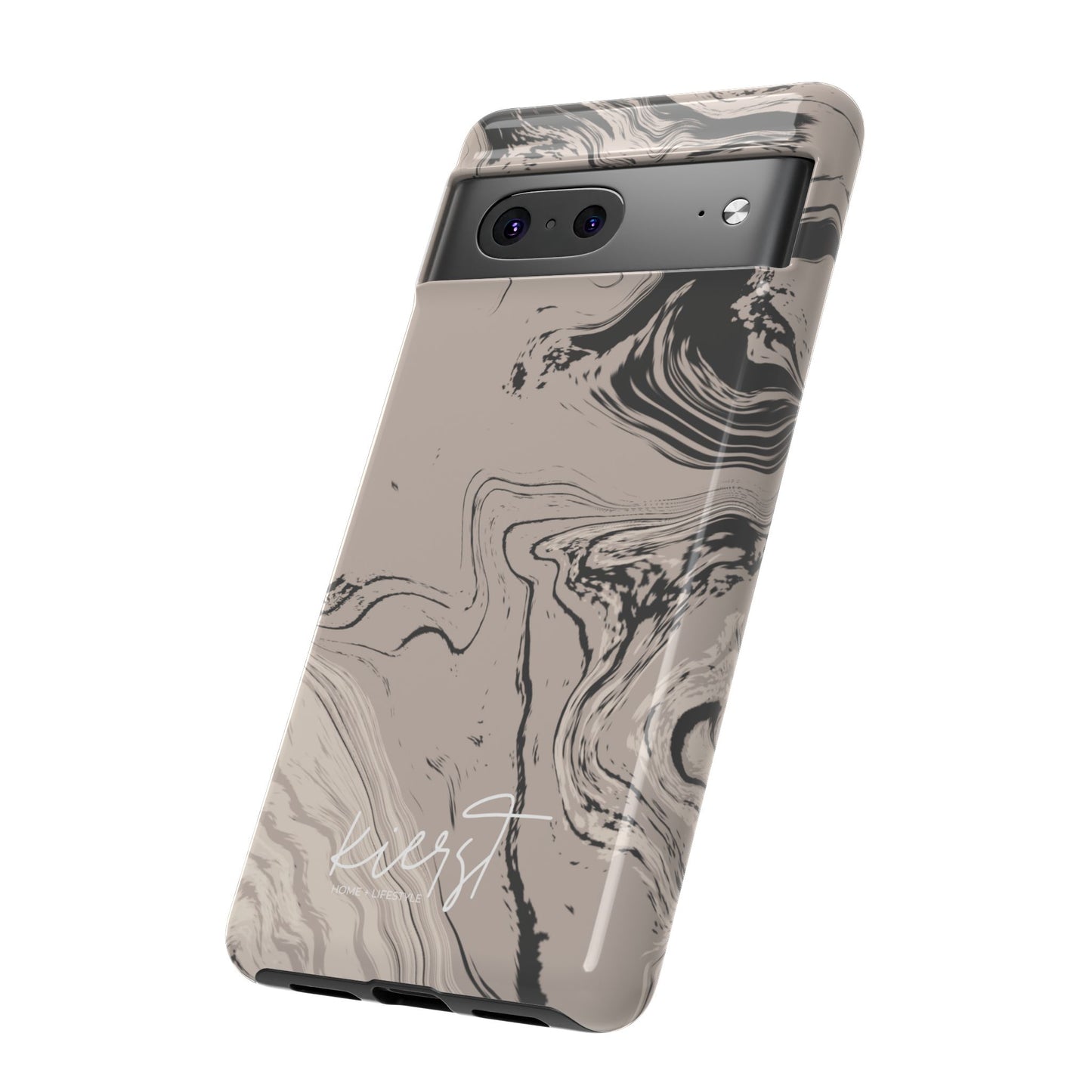 Cream, Grey, and Taupe Marble Google Pixel Case | Grounded Neutrals, Expressive Detail