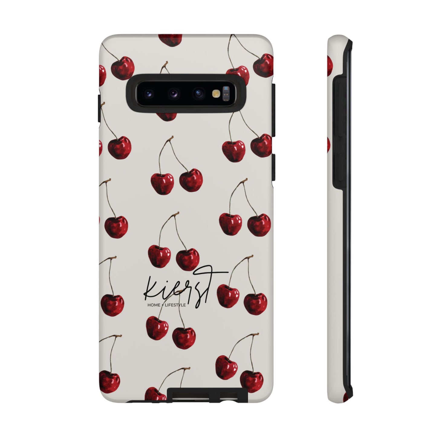 Moody Cherry Stems on White Bone Samsung Galaxy Case | Understated Luxury With A Playful Bite