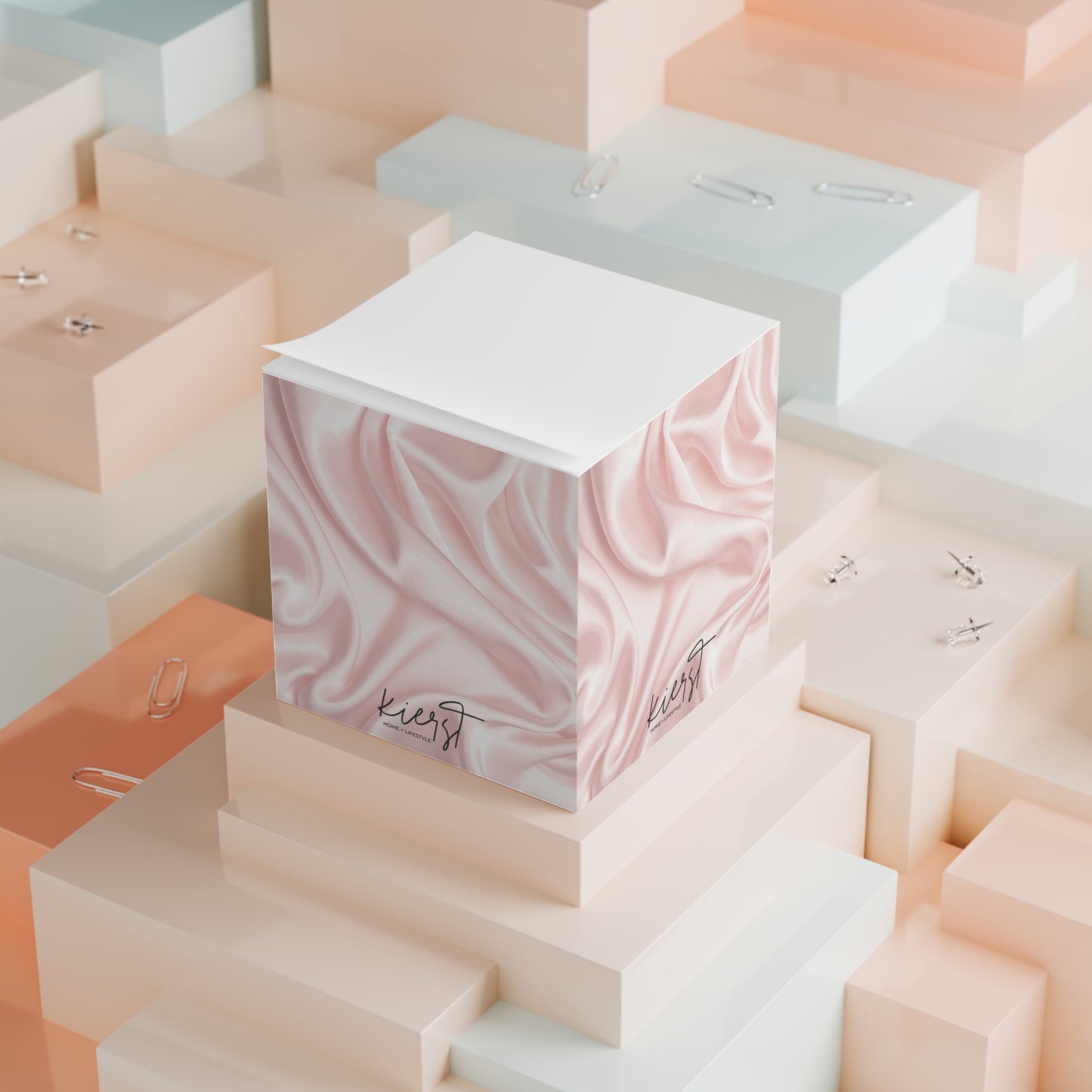 Pink Silk Print Note Cube