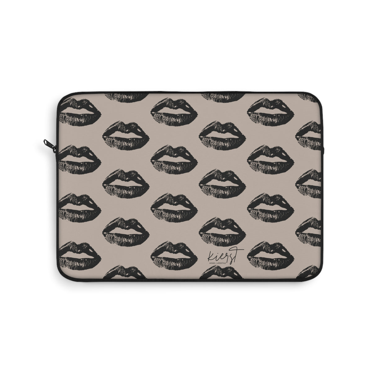 Black Lips on Oat Laptop Sleeve | Soft Neutrals, Bold Mood