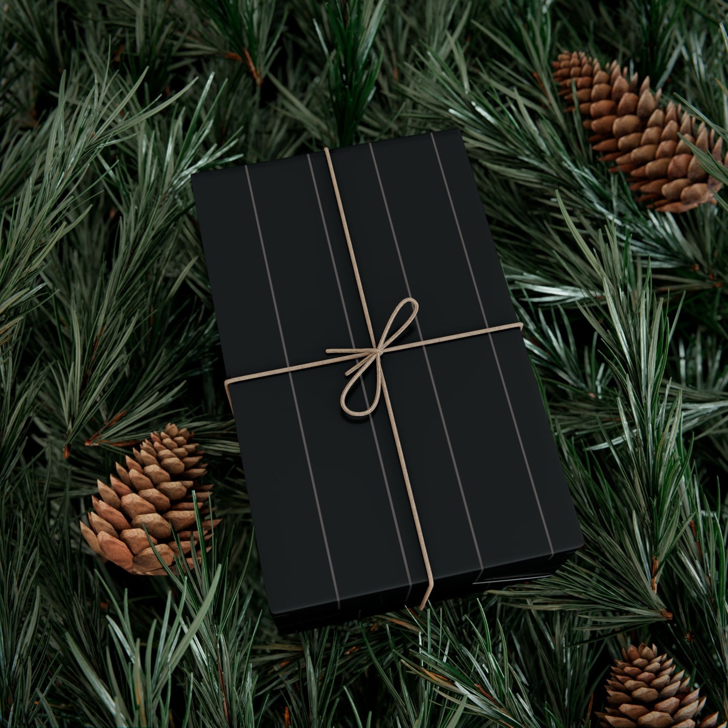 Black With Grey Pinstripe Gift Wrapping Paper