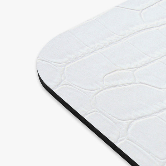 White Croc Texture Mouse Pad – Minimal Luxe Alligator Print