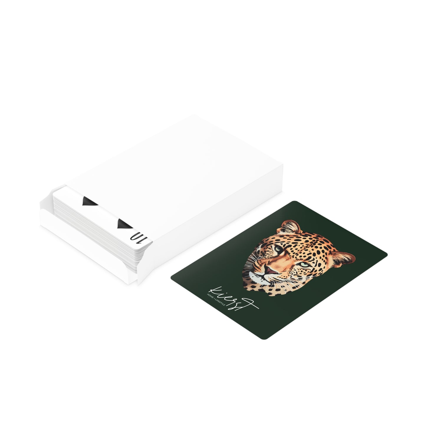 kierst Signature Midnight Pine Poker Playing Cards With Leopard Head