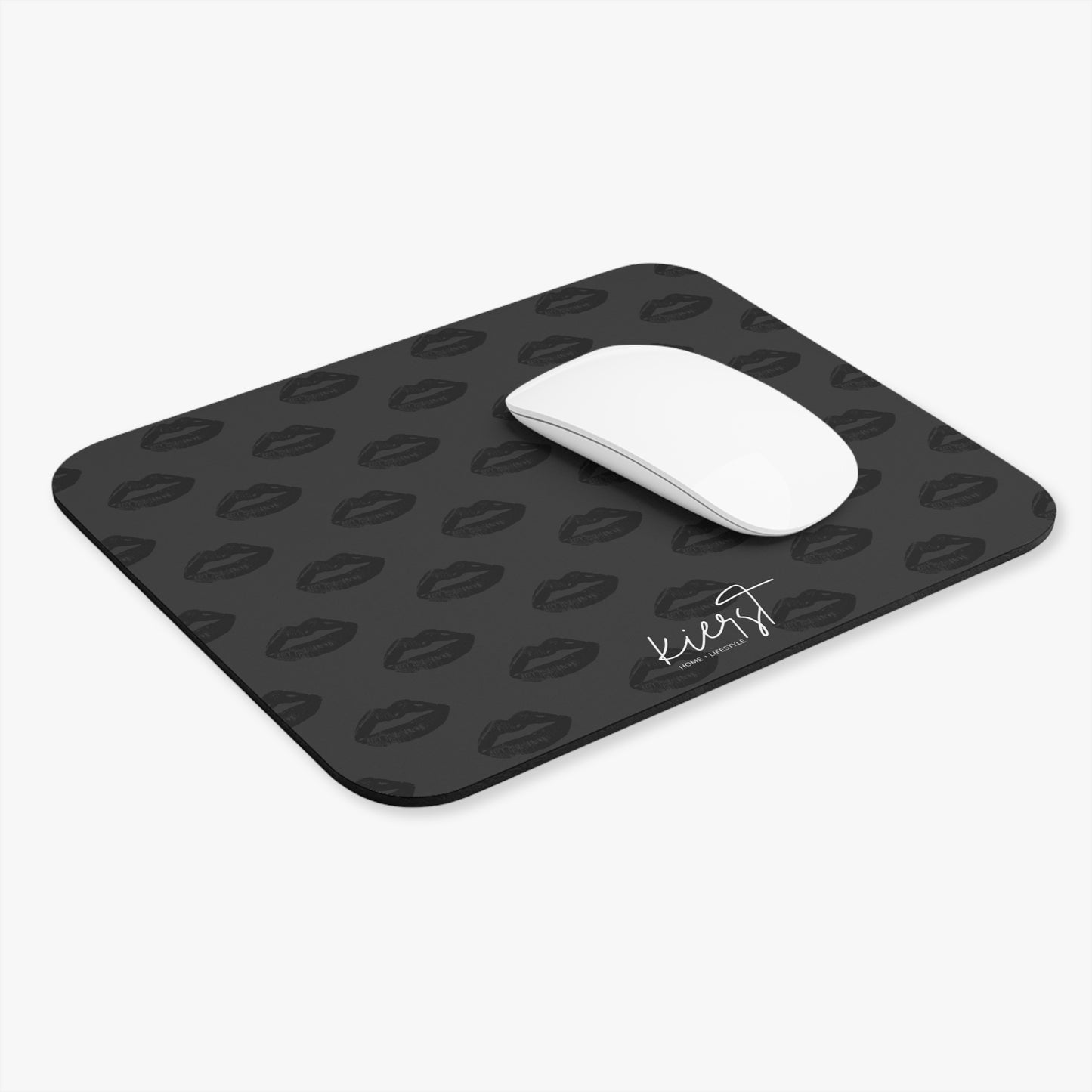 Black Lip Print Mouse Pad – Charcoal Grey