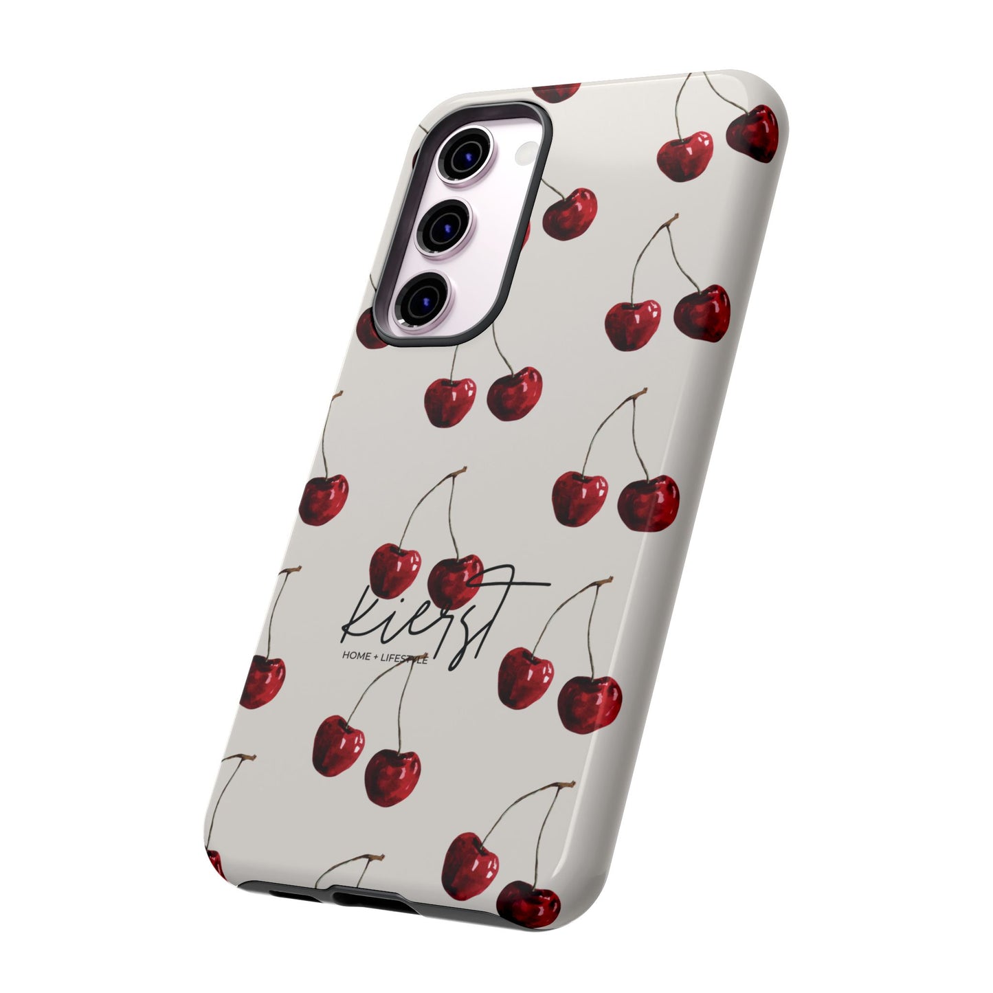 Moody Cherry Stems on White Bone Samsung Galaxy Case | Understated Luxury With A Playful Bite