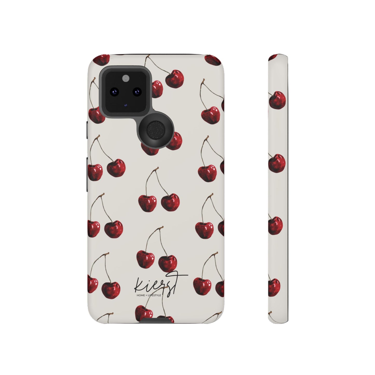 Moody Cherry Stems on White Bone Google Pixel Case | Sultry Minimalism Meets Everyday Utility