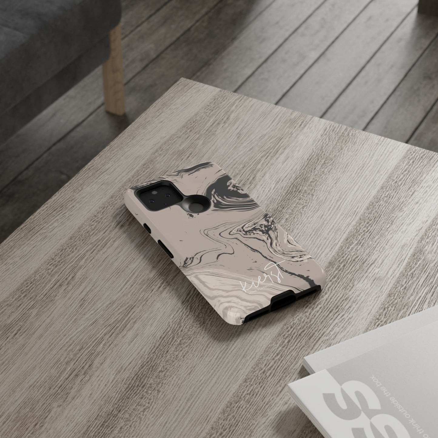 Cream, Grey, and Taupe Marble Google Pixel Case | Grounded Neutrals, Expressive Detail