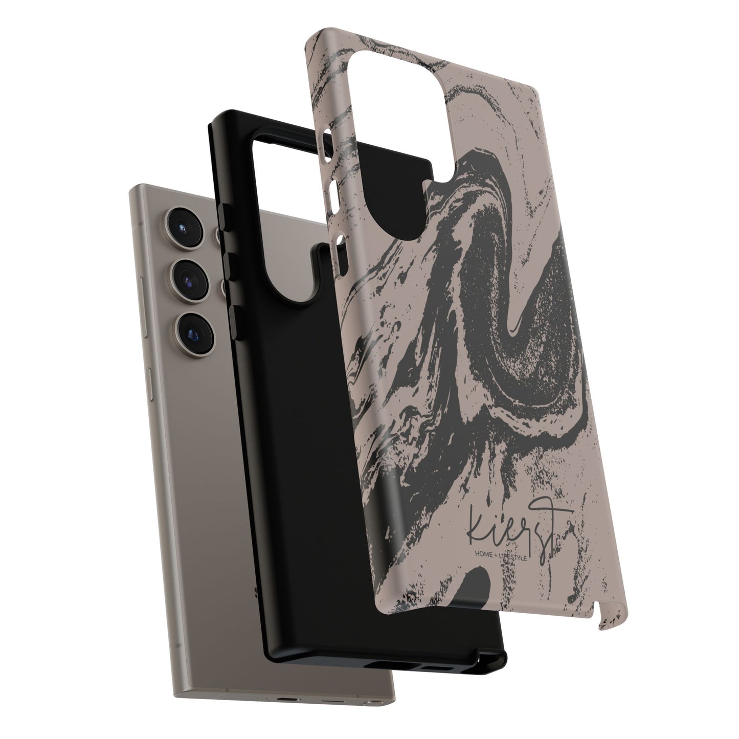 Taupe and Black Marble Samsung Galaxy Phone Case | Sleek, Durable Protection - Edgy, Modern Design