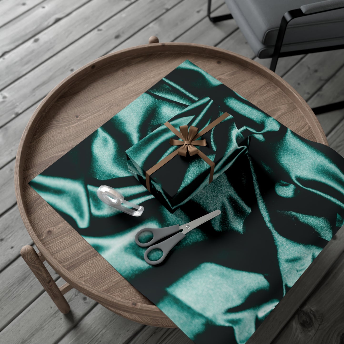 Emerald Satin Print Gift Wrapping Paper