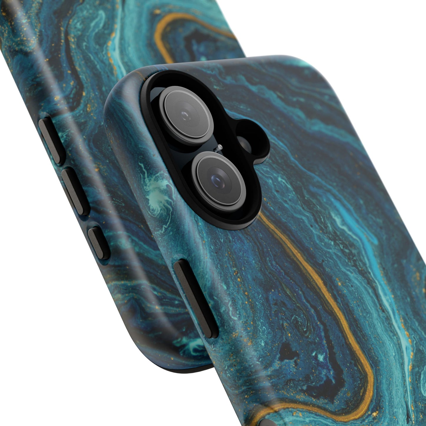 Gold & Teal Marble iPhone Case | Swirled Boldness, Everyday Luxury