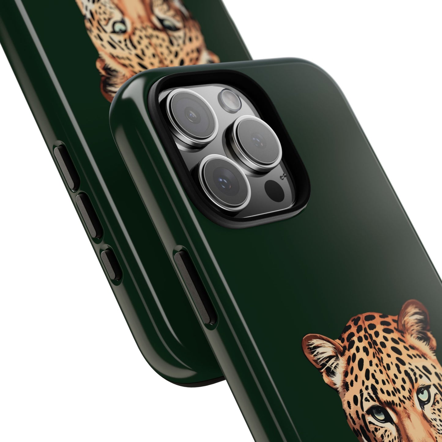 Leopard Head on Signature Midnight Pine iPhone Case | Designed to Stand Out
