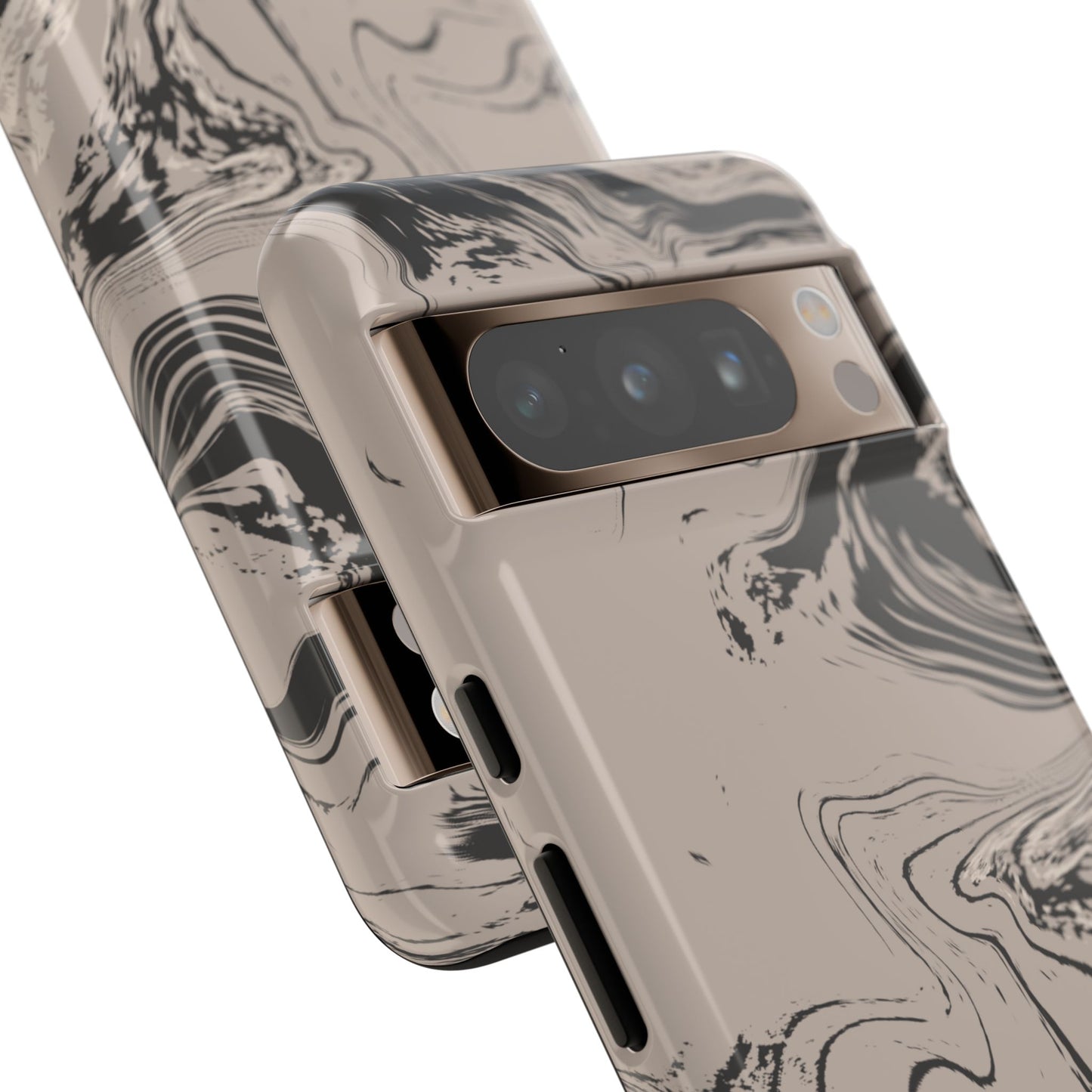 Cream, Grey, and Taupe Marble Google Pixel Case | Grounded Neutrals, Expressive Detail