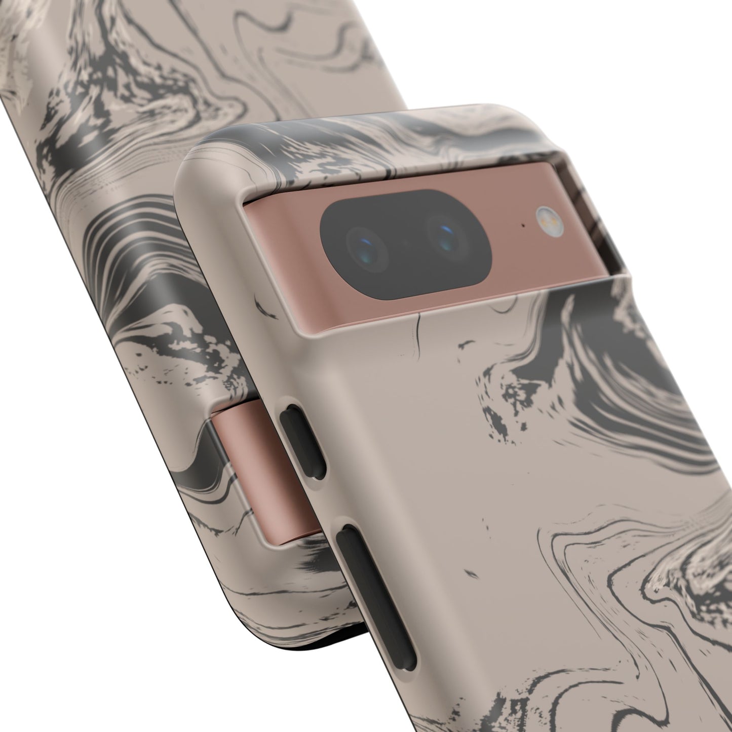 Cream, Grey, and Taupe Marble Google Pixel Case | Grounded Neutrals, Expressive Detail
