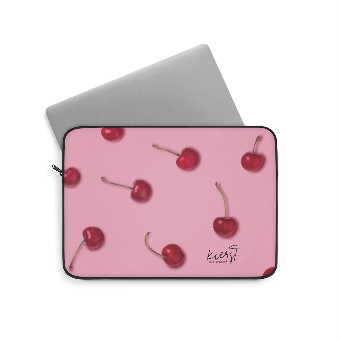 Cherries Laptop Sleeve | Pink Tech Accessory with Bold Fruit Print