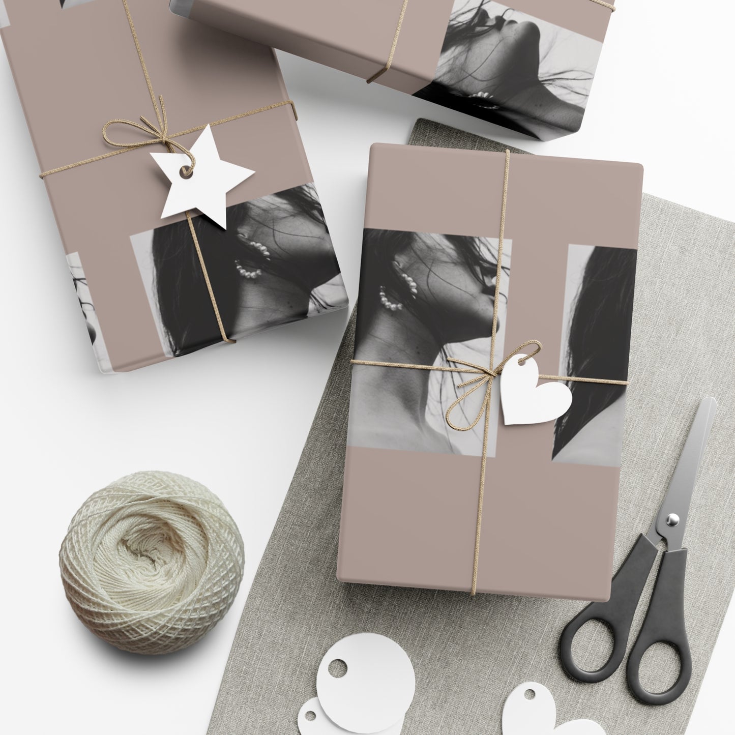 Black + White Fashion Portrait Wrapping Paper