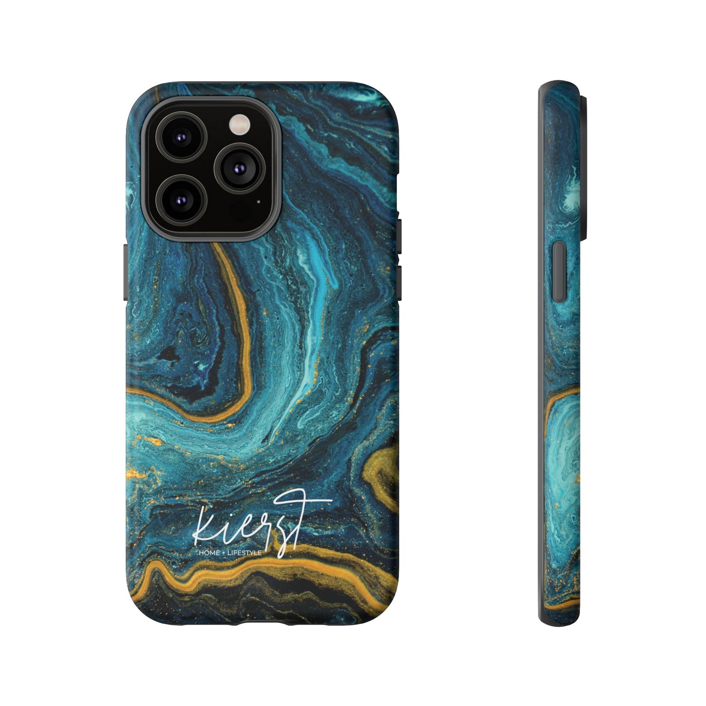 Gold & Teal Marble iPhone Case | Swirled Boldness, Everyday Luxury