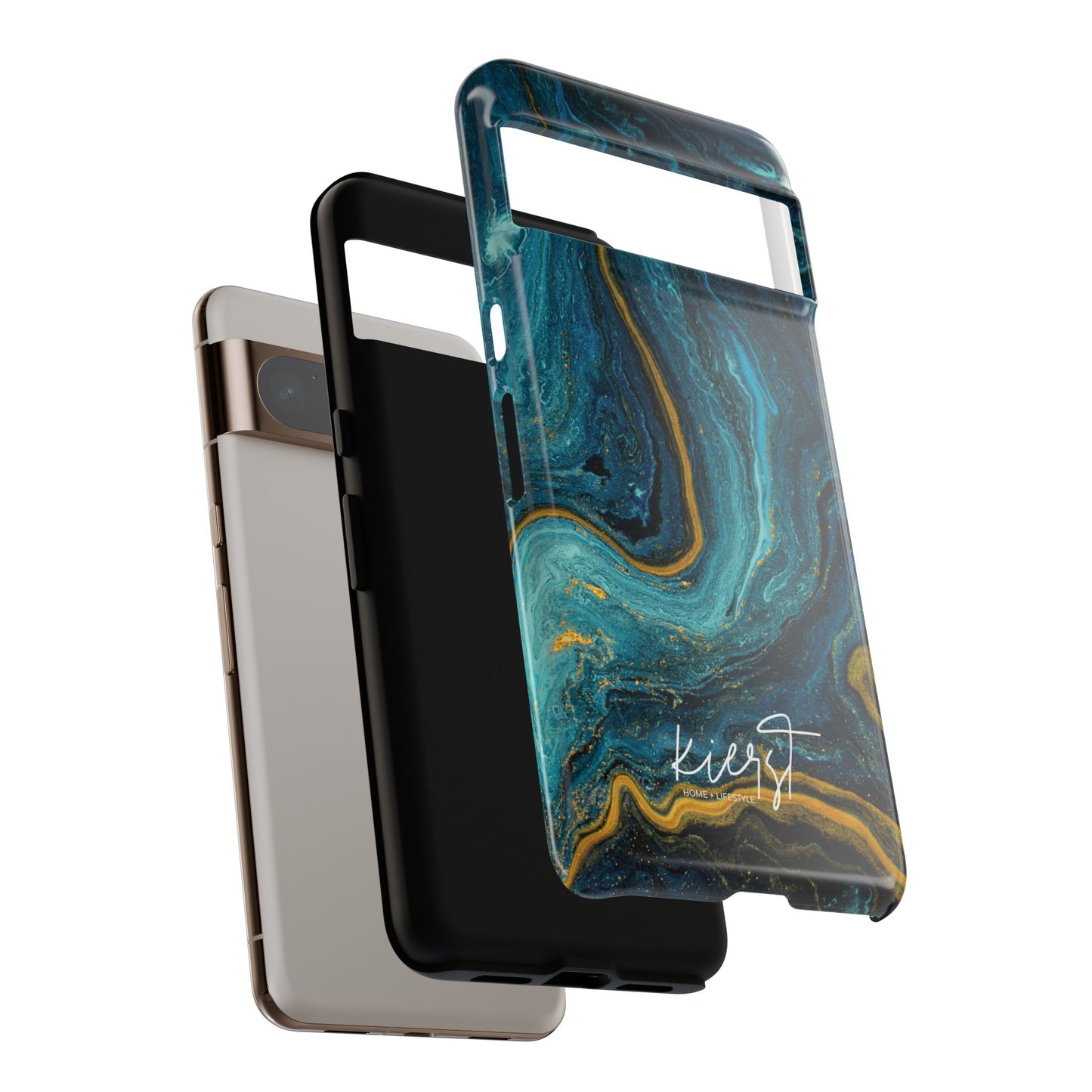 Gold & Teal Marble Google Pixel Case | A Bold Blend of Color & Contrast