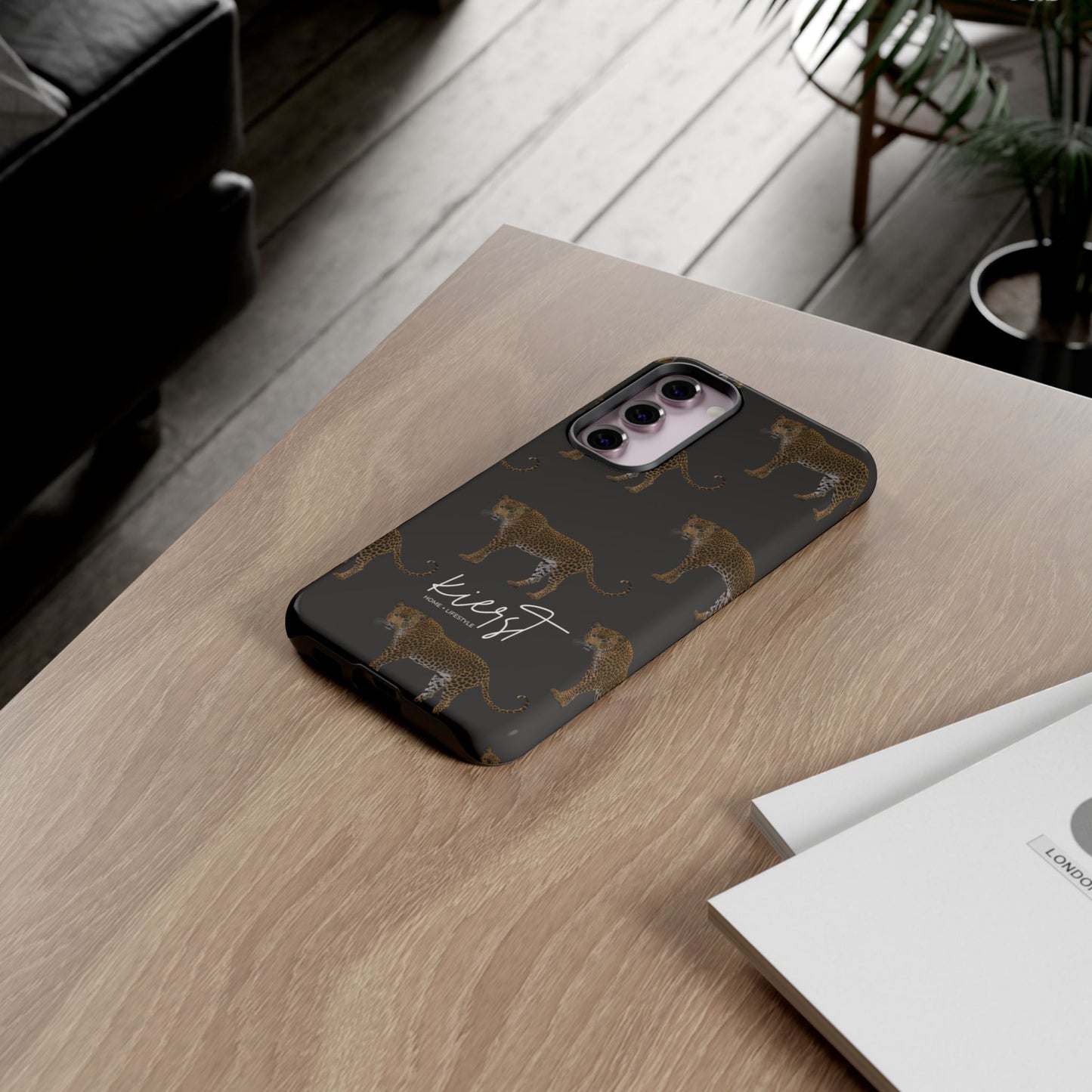 Leopards on Charcoal Samsung Galaxy Phone Case