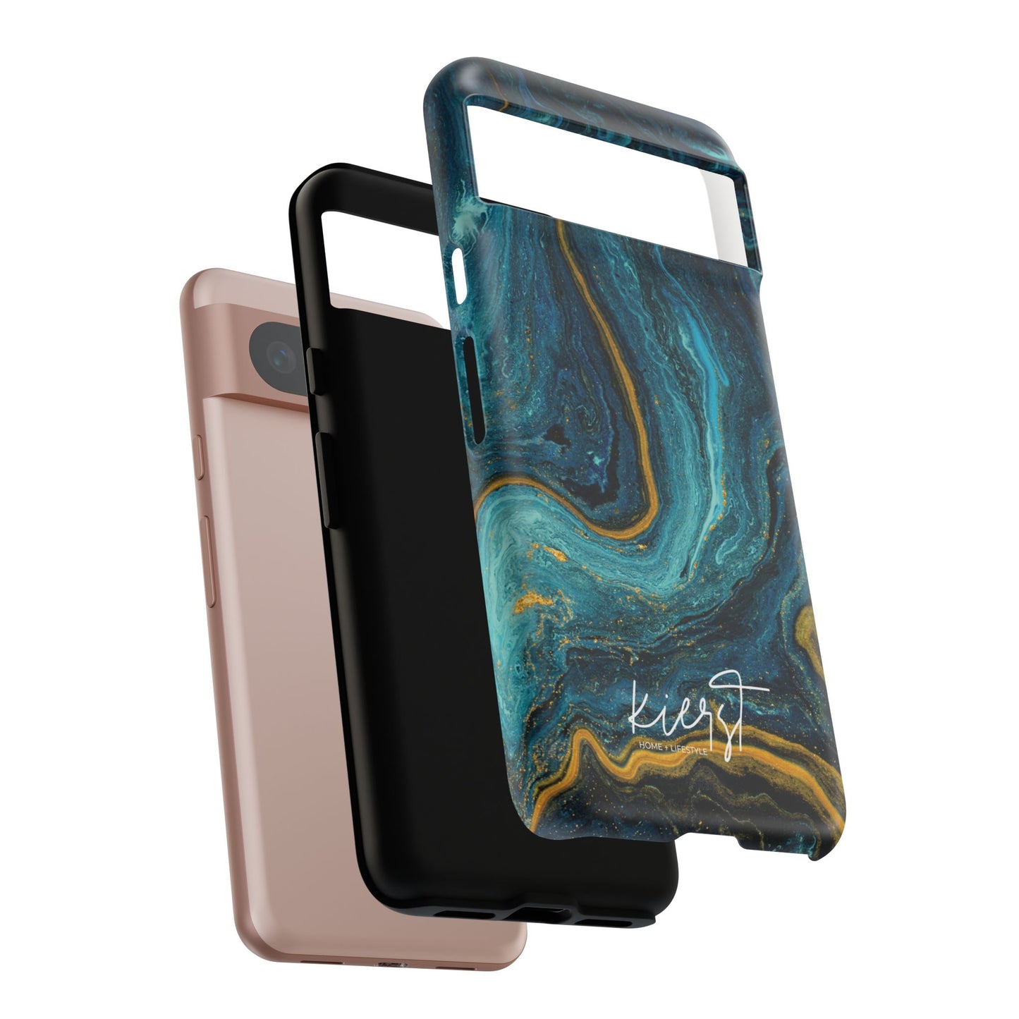 Gold & Teal Marble Google Pixel Case | A Bold Blend of Color & Contrast