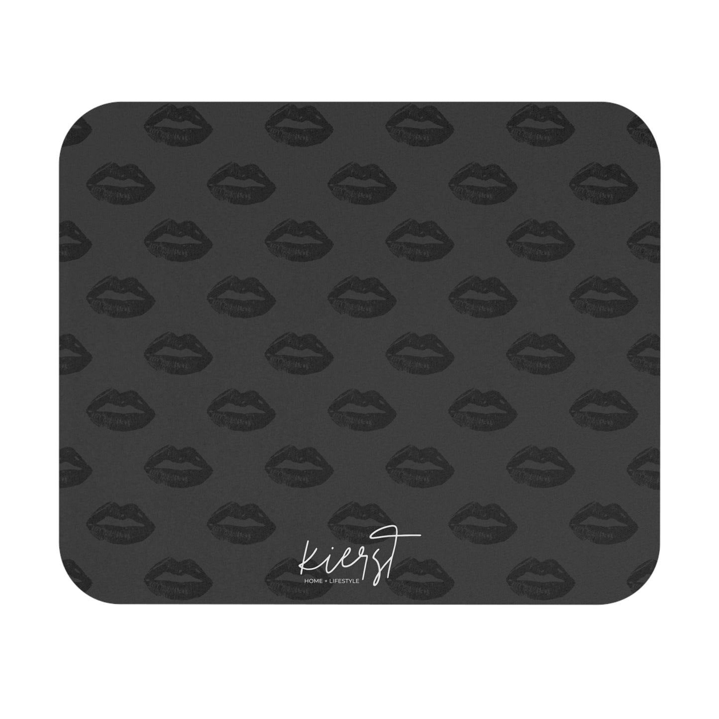Black Lip Print Mouse Pad – Charcoal Grey