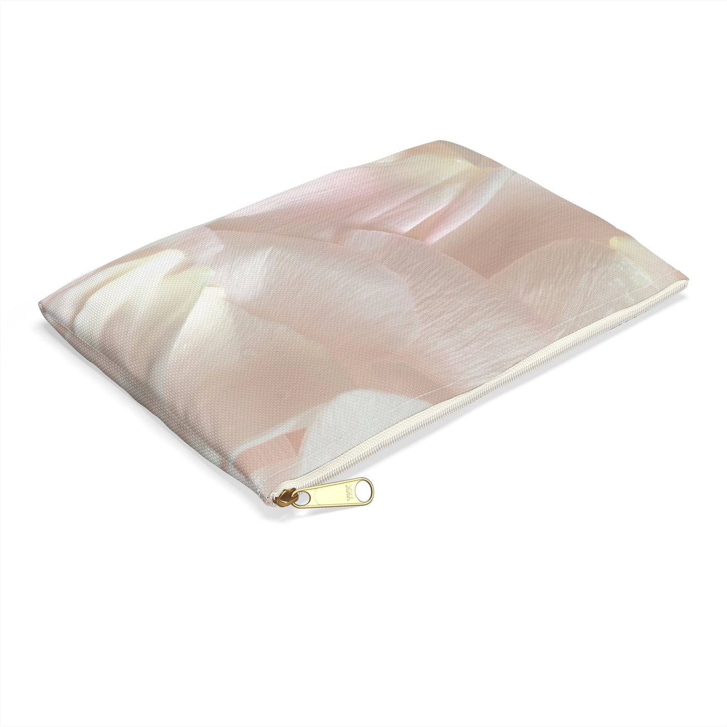 Iridescent Petals Accessory Pouch – Soft Pink Floral-Inspired Print