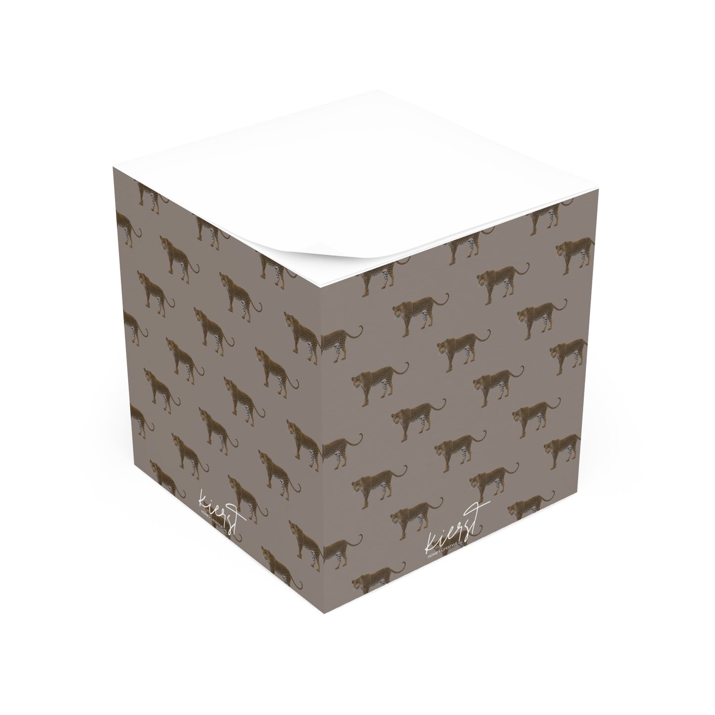 Leopards on Taupe Sticky Note Cube | Subtle Power, Soft Strength