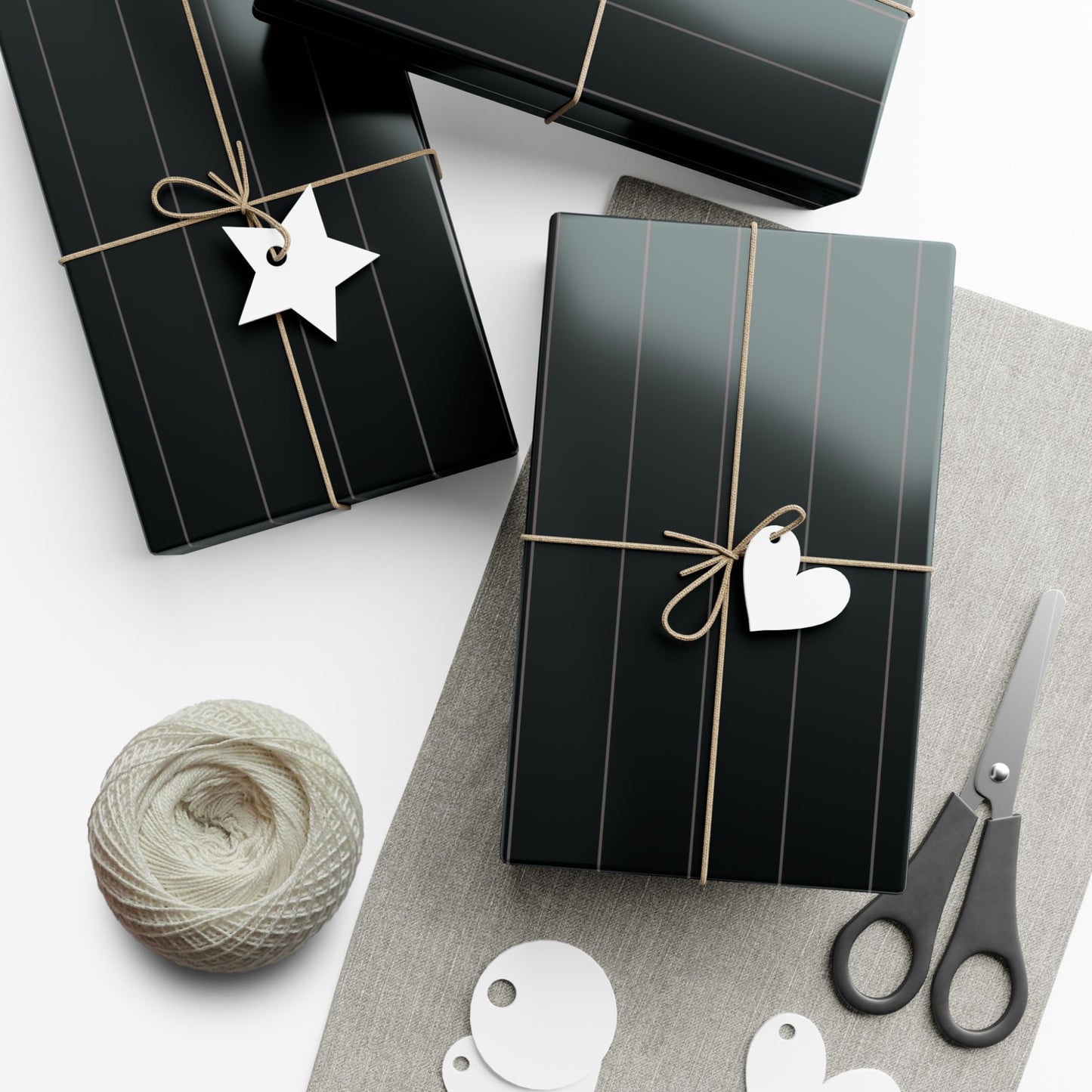 Black With Grey Pinstripe Gift Wrapping Paper