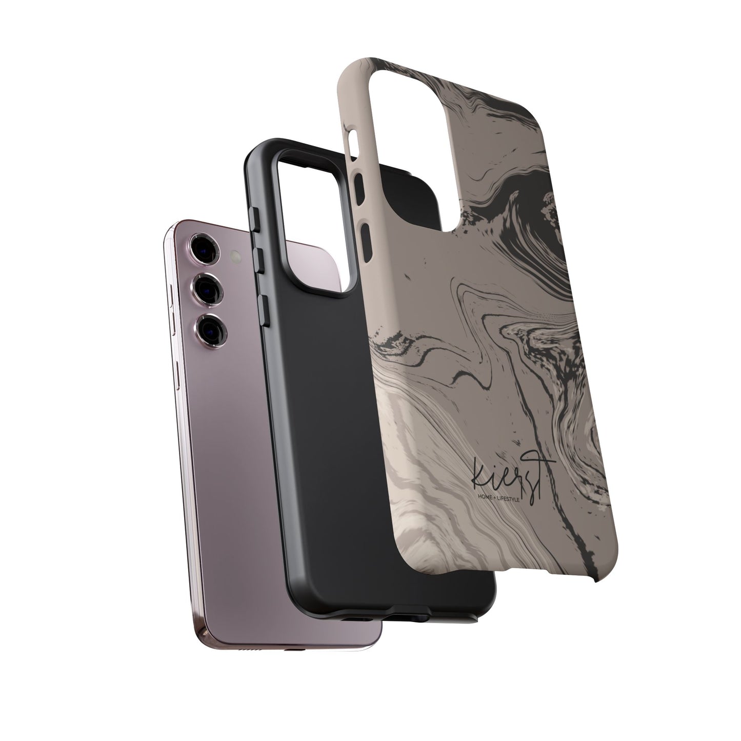 Cream, Grey, and Taupe Marble Samsung Galaxy Phone Case | Rich Swirls, Neutral Motion