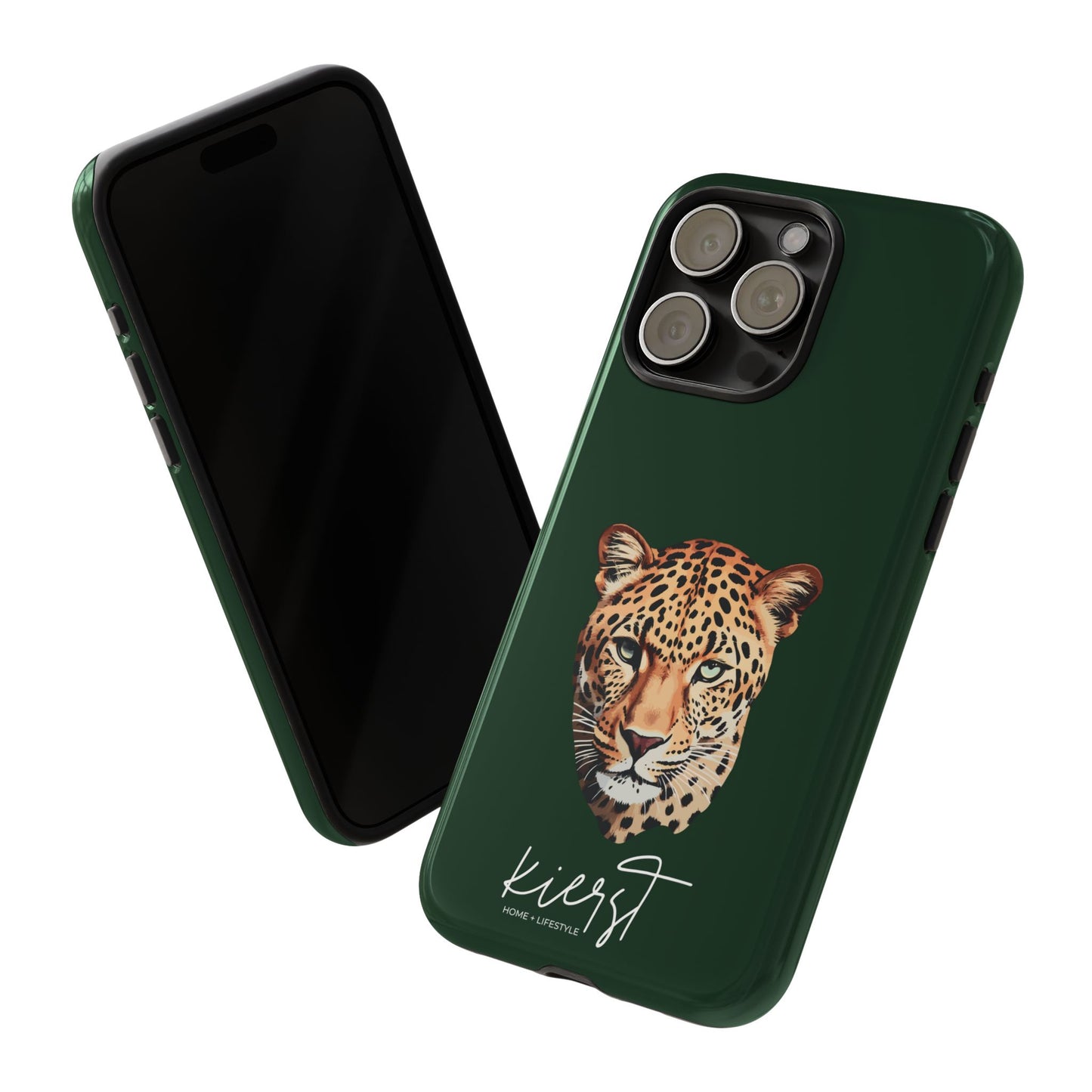 Leopard Head on Signature Midnight Pine iPhone Case | Designed to Stand Out