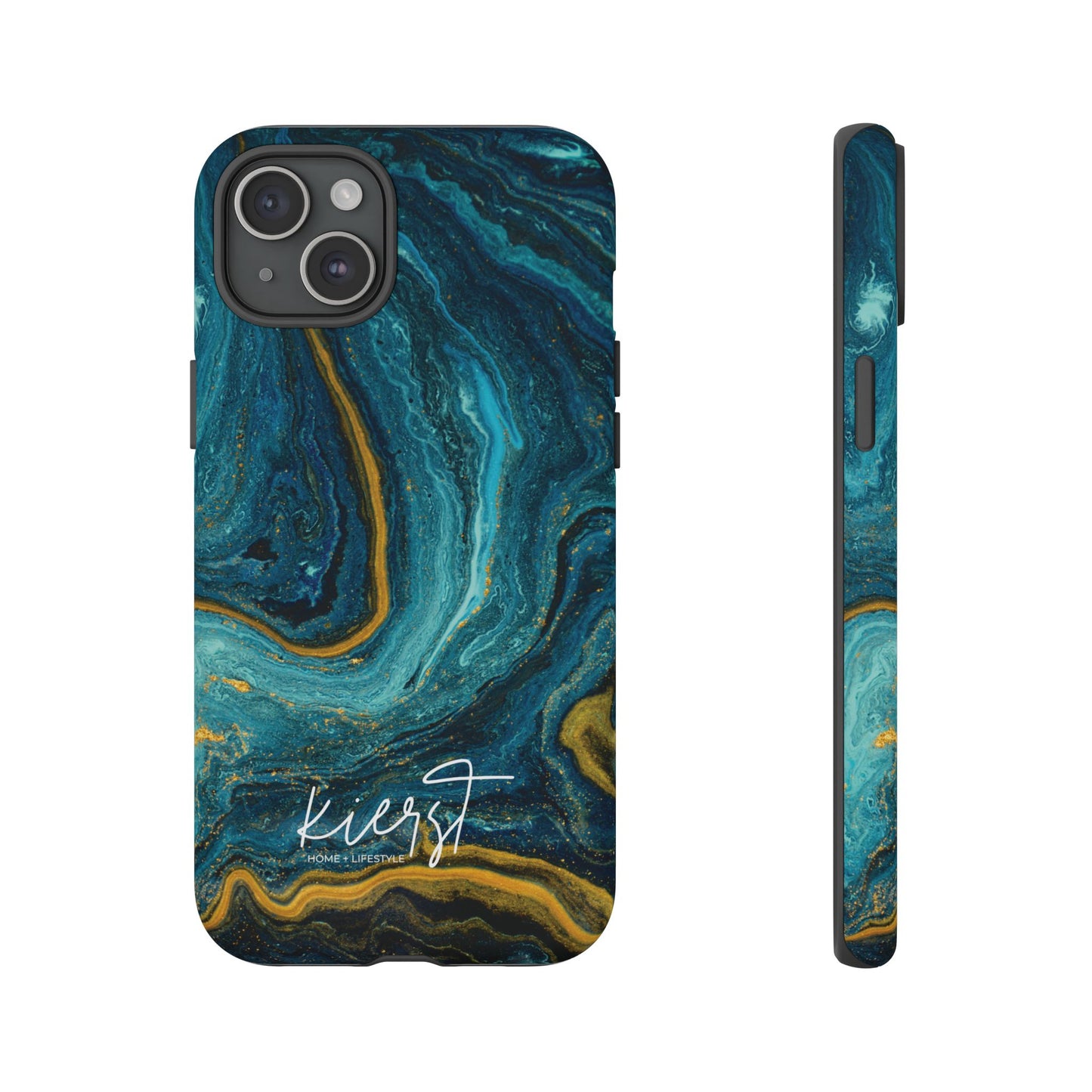 Gold & Teal Marble iPhone Case | Swirled Boldness, Everyday Luxury