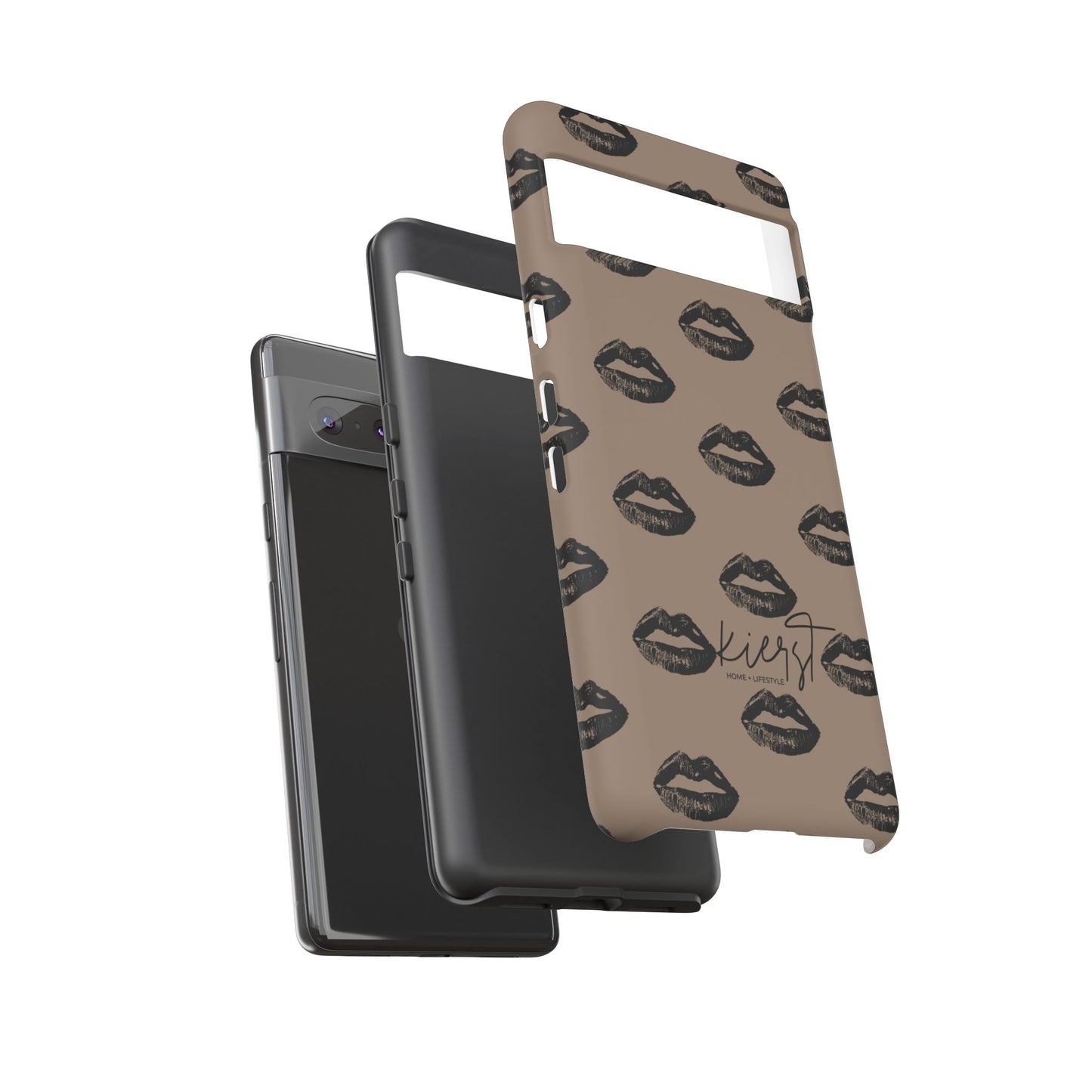 Black Lips on Mocha Google Pixel Phone Case | Soft Edge, Bold Energy