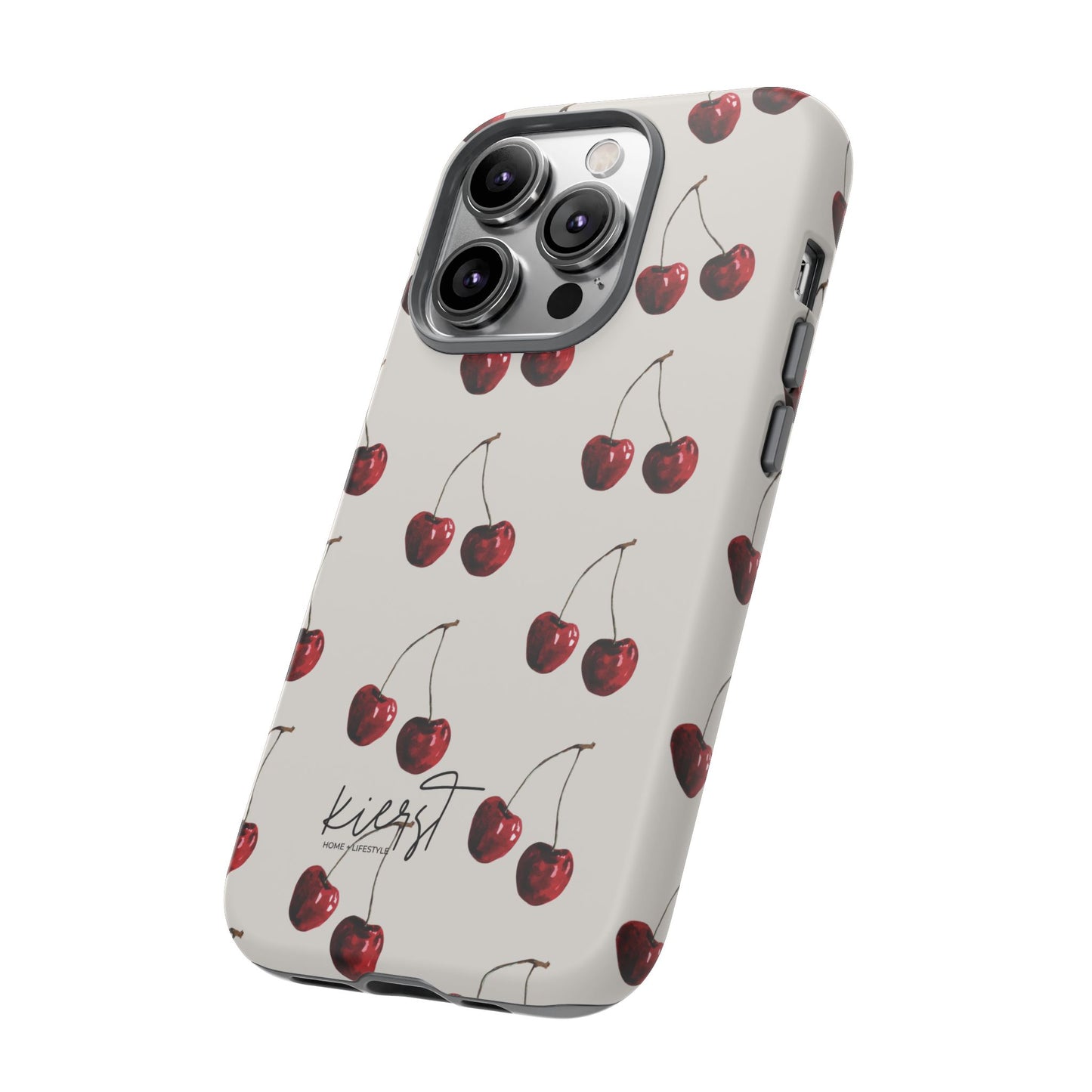 Moody Cherry Stems on White Bone iPhone Case | Timeless Contrast With A Twist of Charm