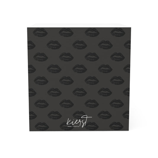 Black Lip Print Sticky Note Cube | Bold Matte Black Desk Accent