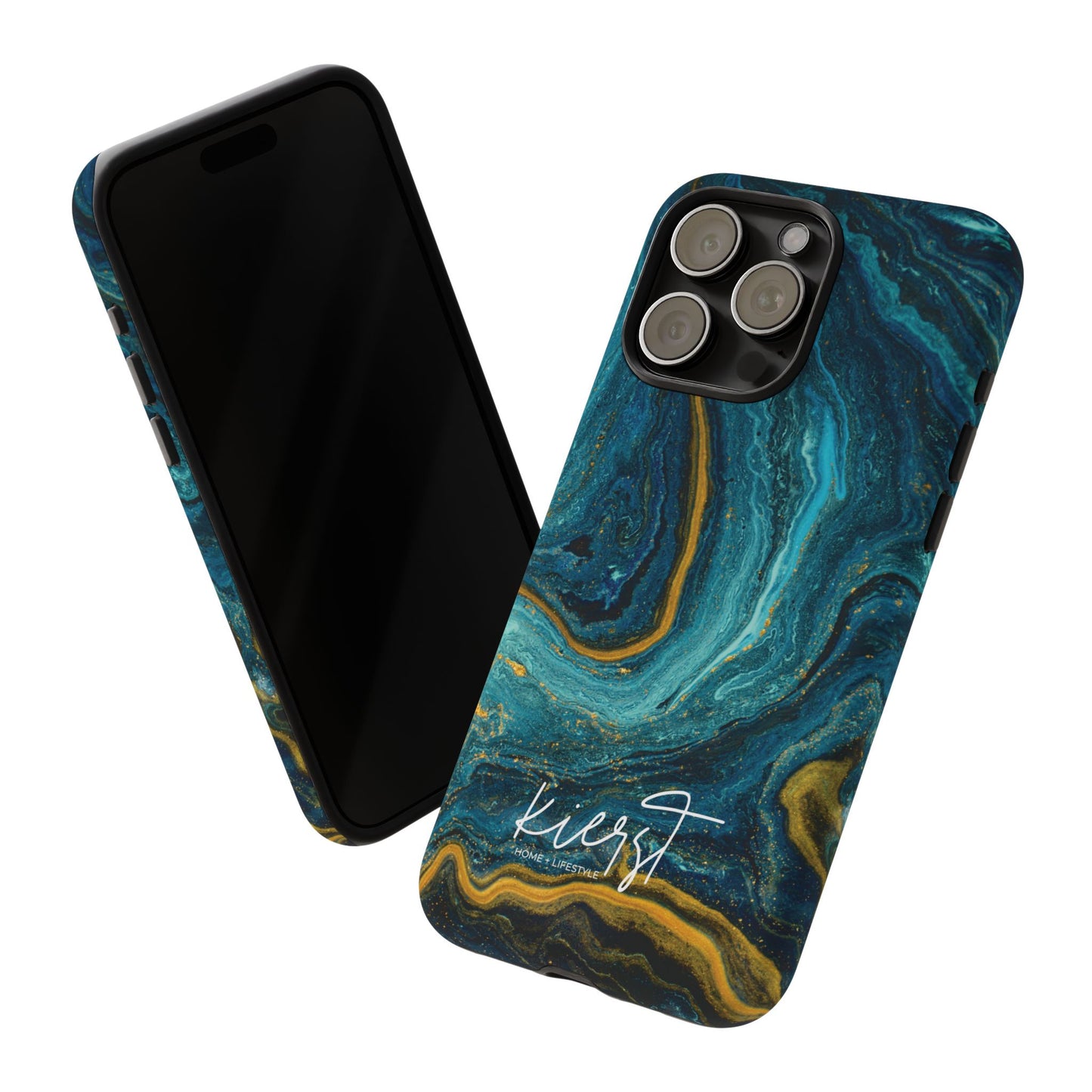 Gold & Teal Marble iPhone Case | Swirled Boldness, Everyday Luxury