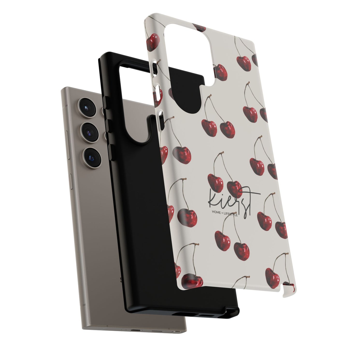 Moody Cherry Stems on White Bone Samsung Galaxy Case | Understated Luxury With A Playful Bite