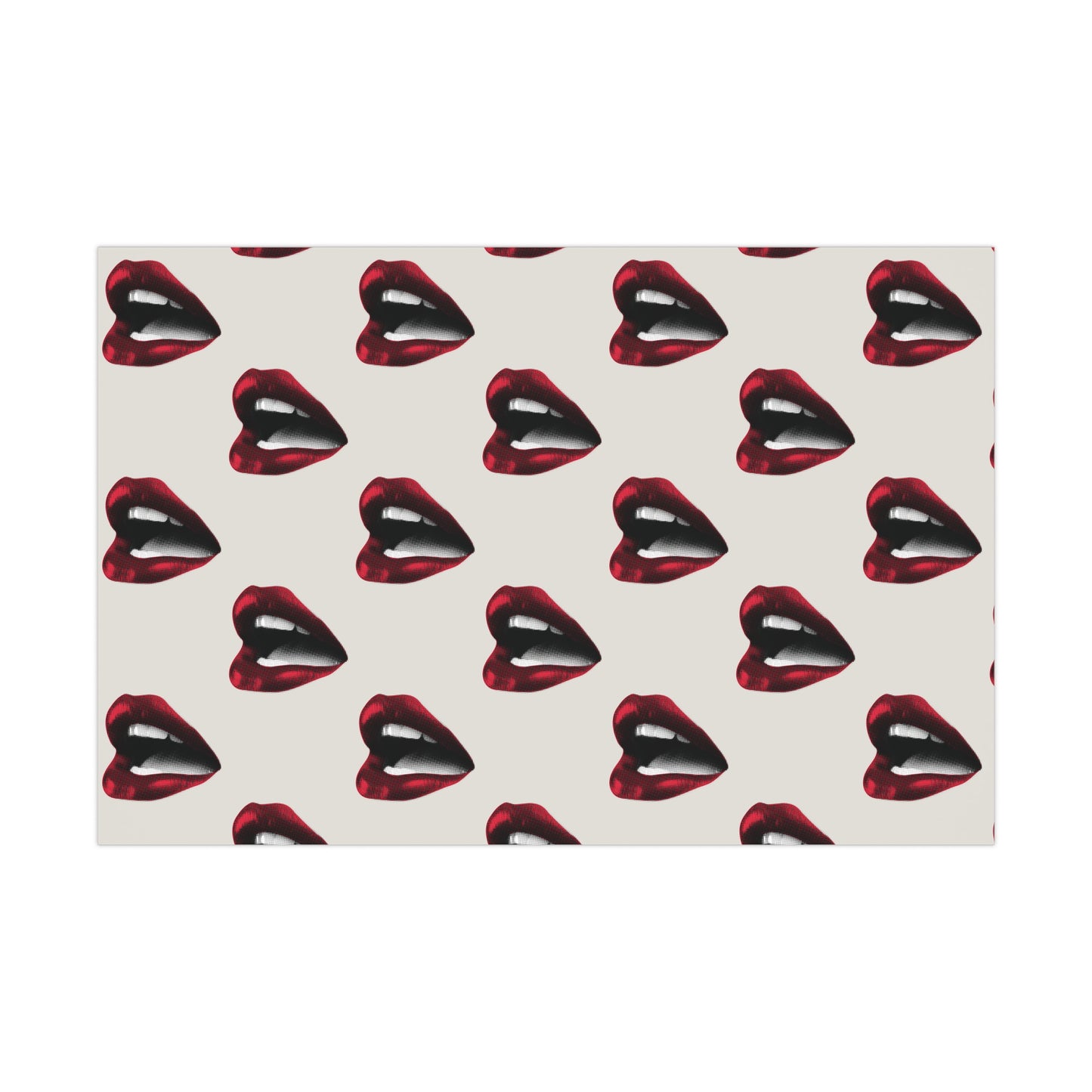 Vintage Red Lips Gift Wrapping Paper ā Glossy Pop Art Mouths on Bone Color