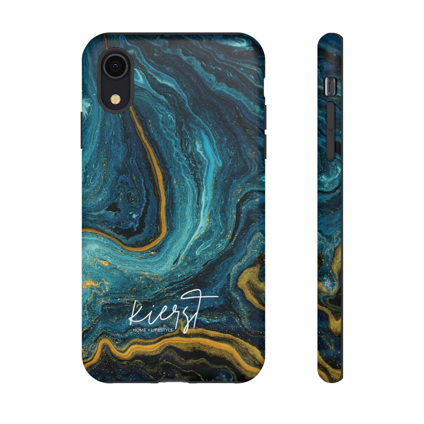 Gold & Teal Marble iPhone Case | Swirled Boldness, Everyday Luxury