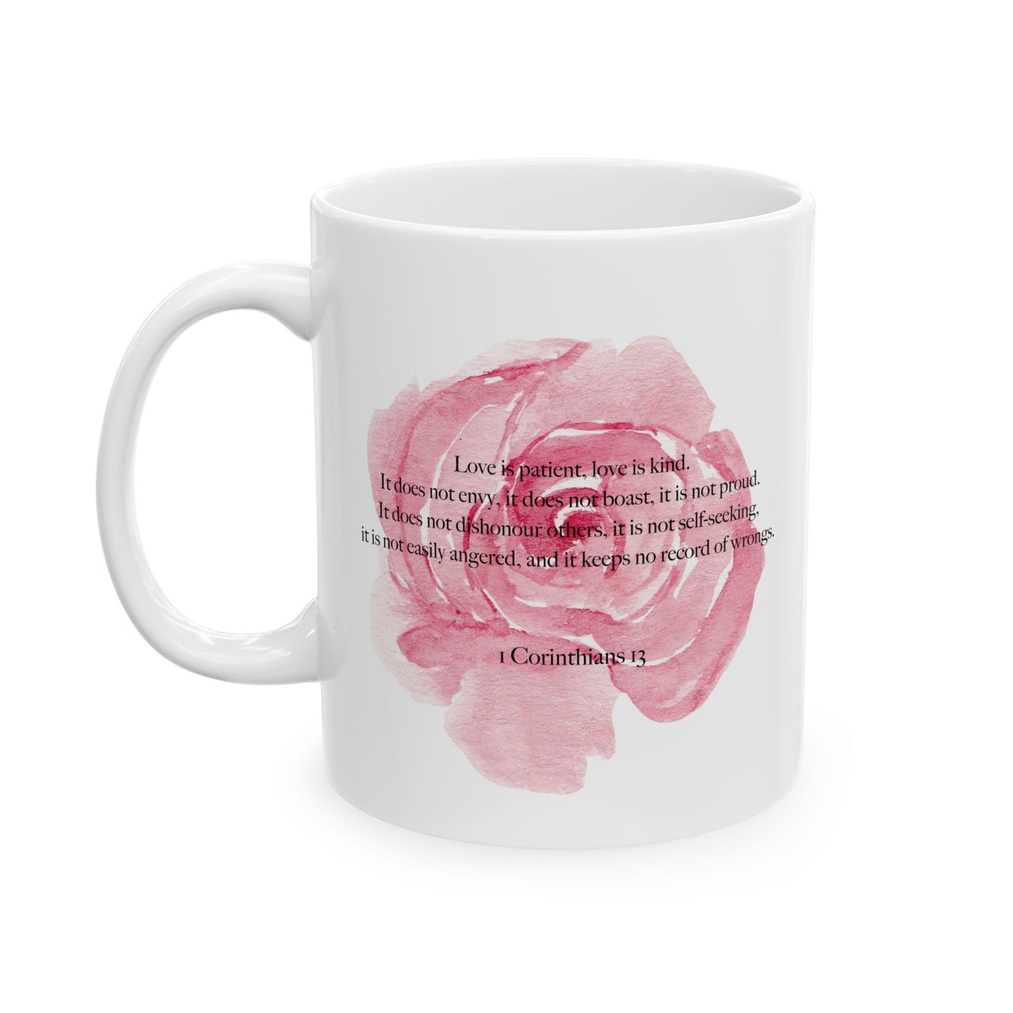 Love Is Patient Mug – Blush Watercolor Rose