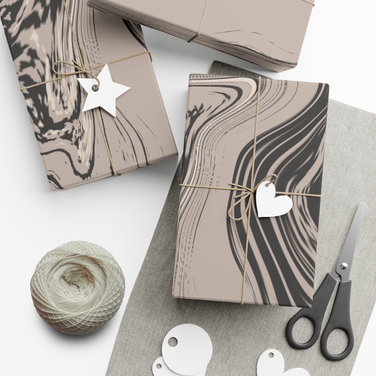 Cream, Grey, and Taupe Marble Gift Wrapping Paper