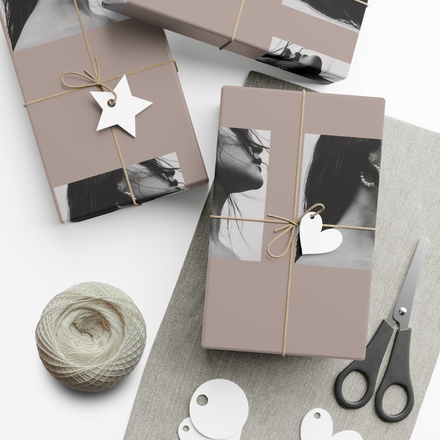 Black + White Fashion Portrait Wrapping Paper