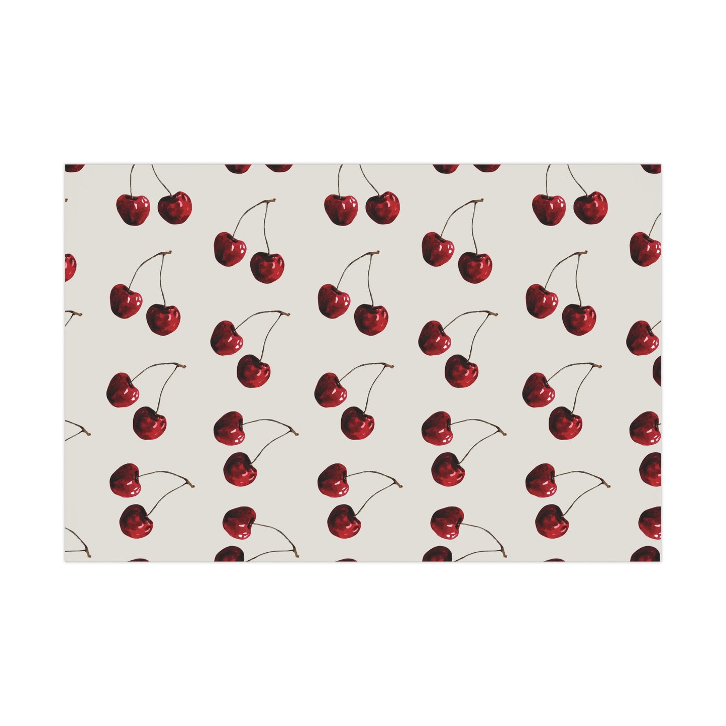 Moody Cherry Stem Gift Wrapping Paper – Glossy Red Fruit on Bone Color