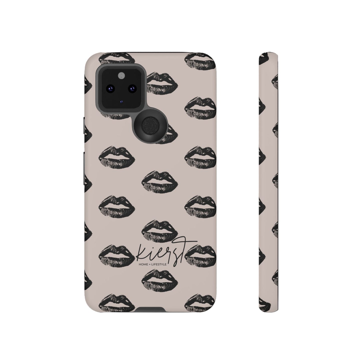 Black Lips on Oat Google Pixel Case | Minimalist Neutrals with a Bold Edge