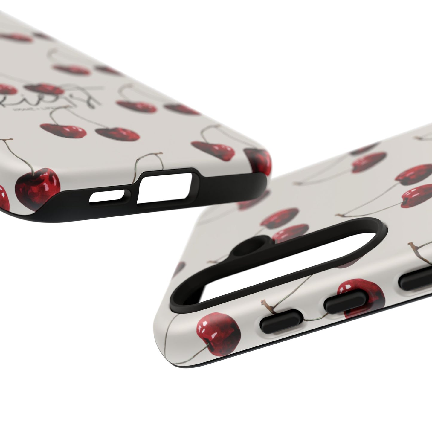 Moody Cherry Stems on White Bone Samsung Galaxy Case | Understated Luxury With A Playful Bite