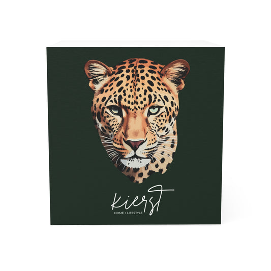 Leopard Head on Signature Midnight Pine Sticky Note Cube | Limited Edition