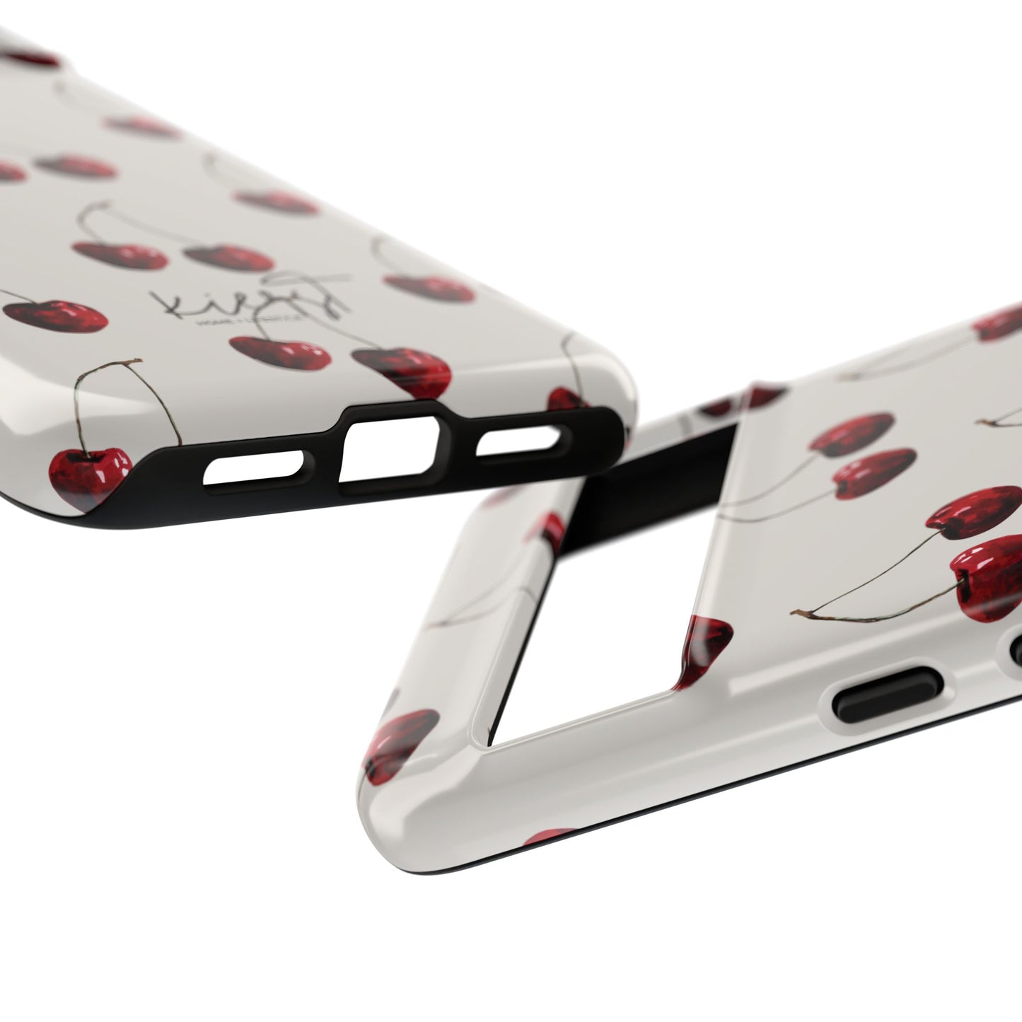 Moody Cherry Stems on White Bone Google Pixel Case | Sultry Minimalism Meets Everyday Utility