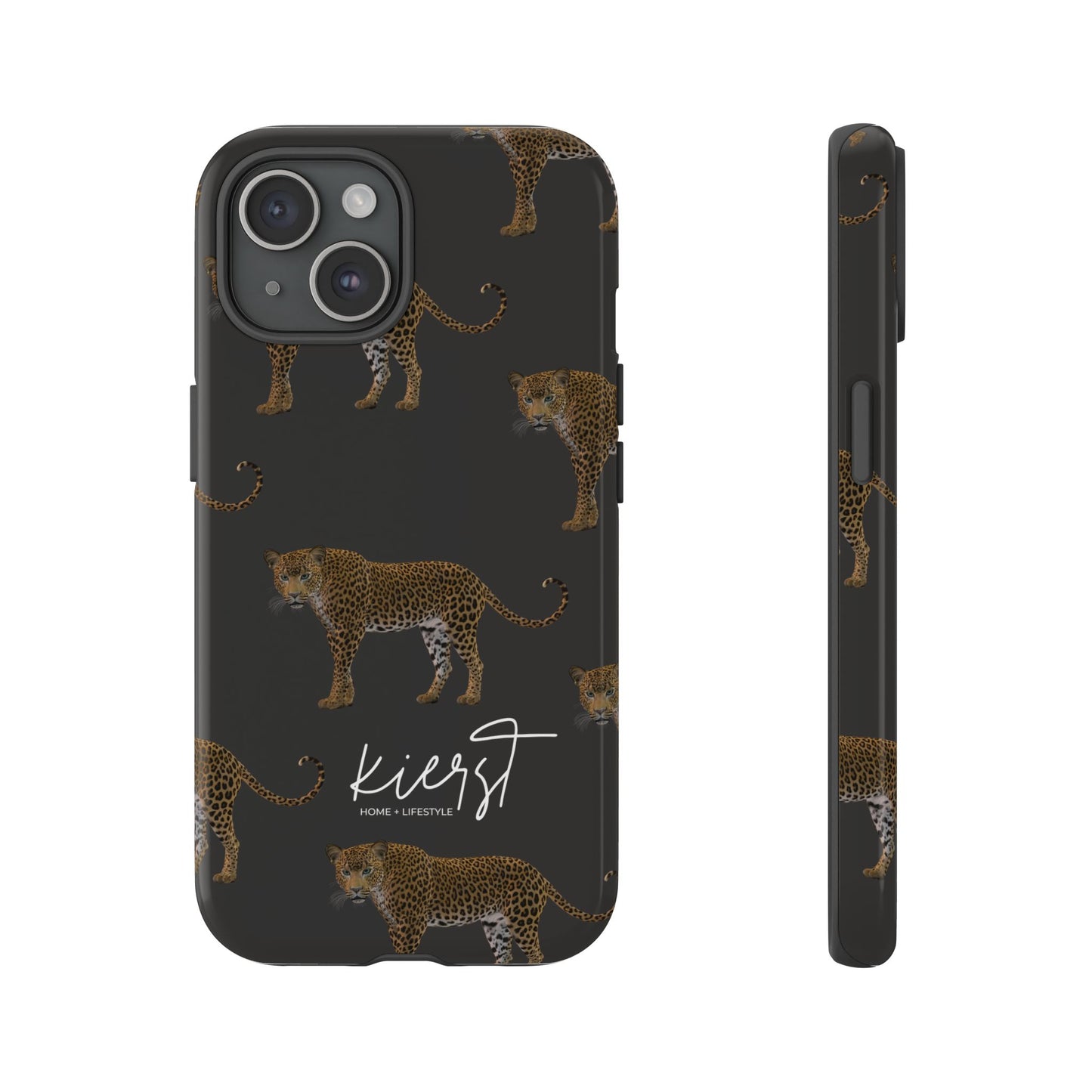Leopards on Charcoal iPhone Case