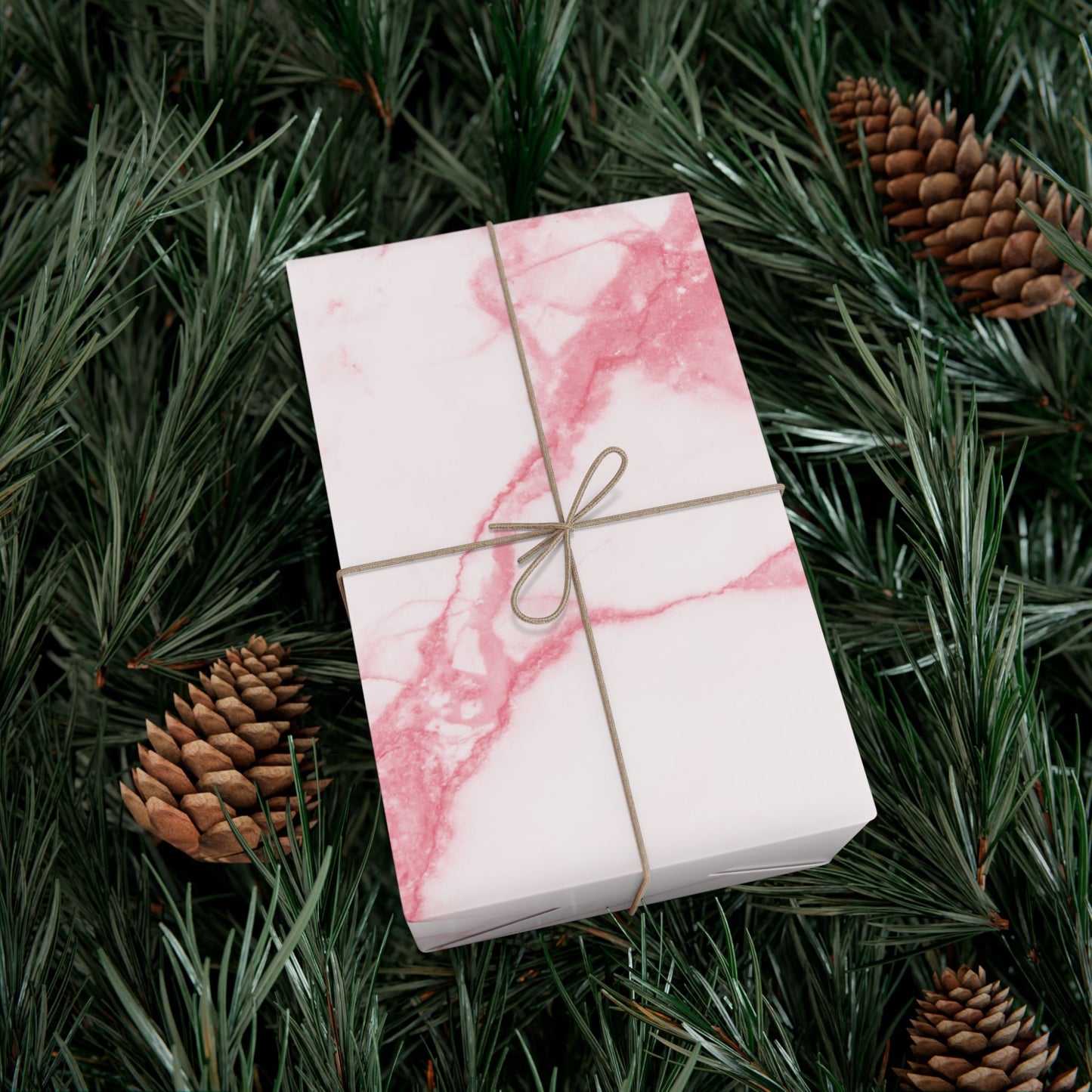 Pink + White Marble Wrapping Paper